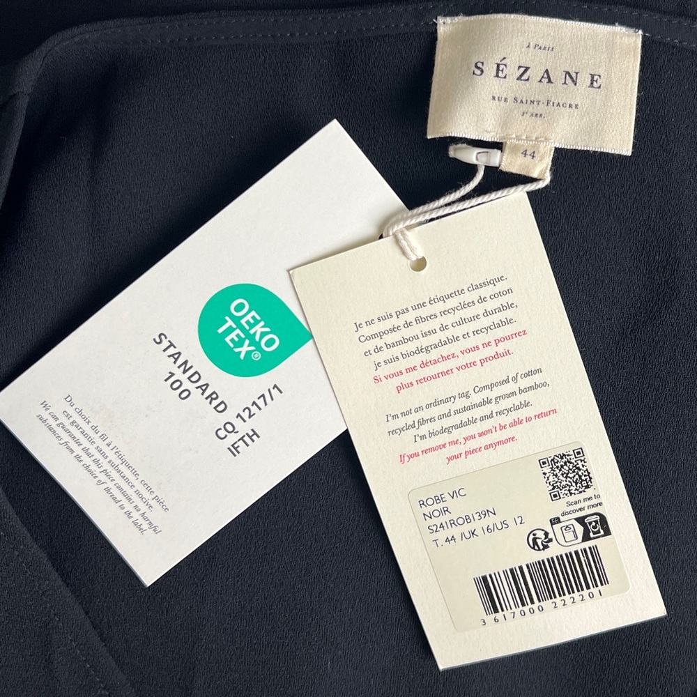 Sezane Vic Dress in Black - NWT sz 12 - Picture 9 of 11